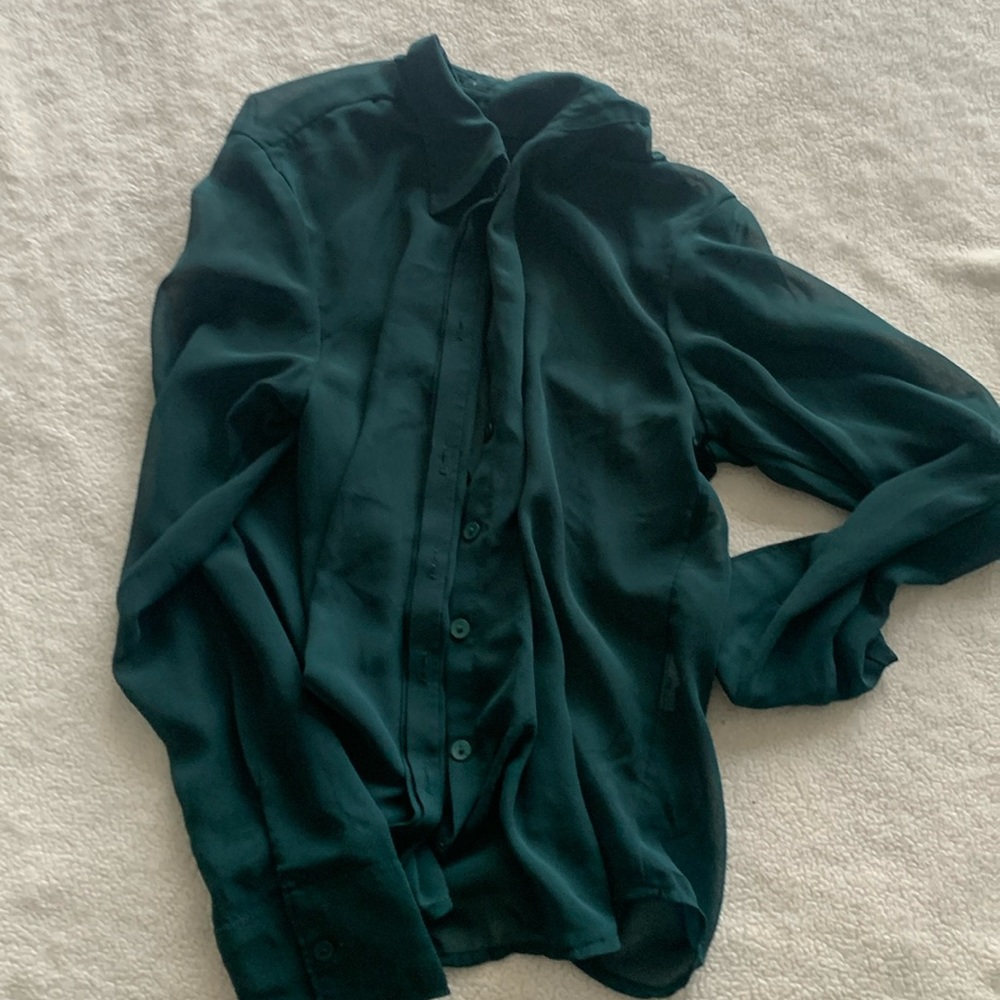 Sheer green button down